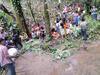 Evicted families walking in the forest in search for a safe place