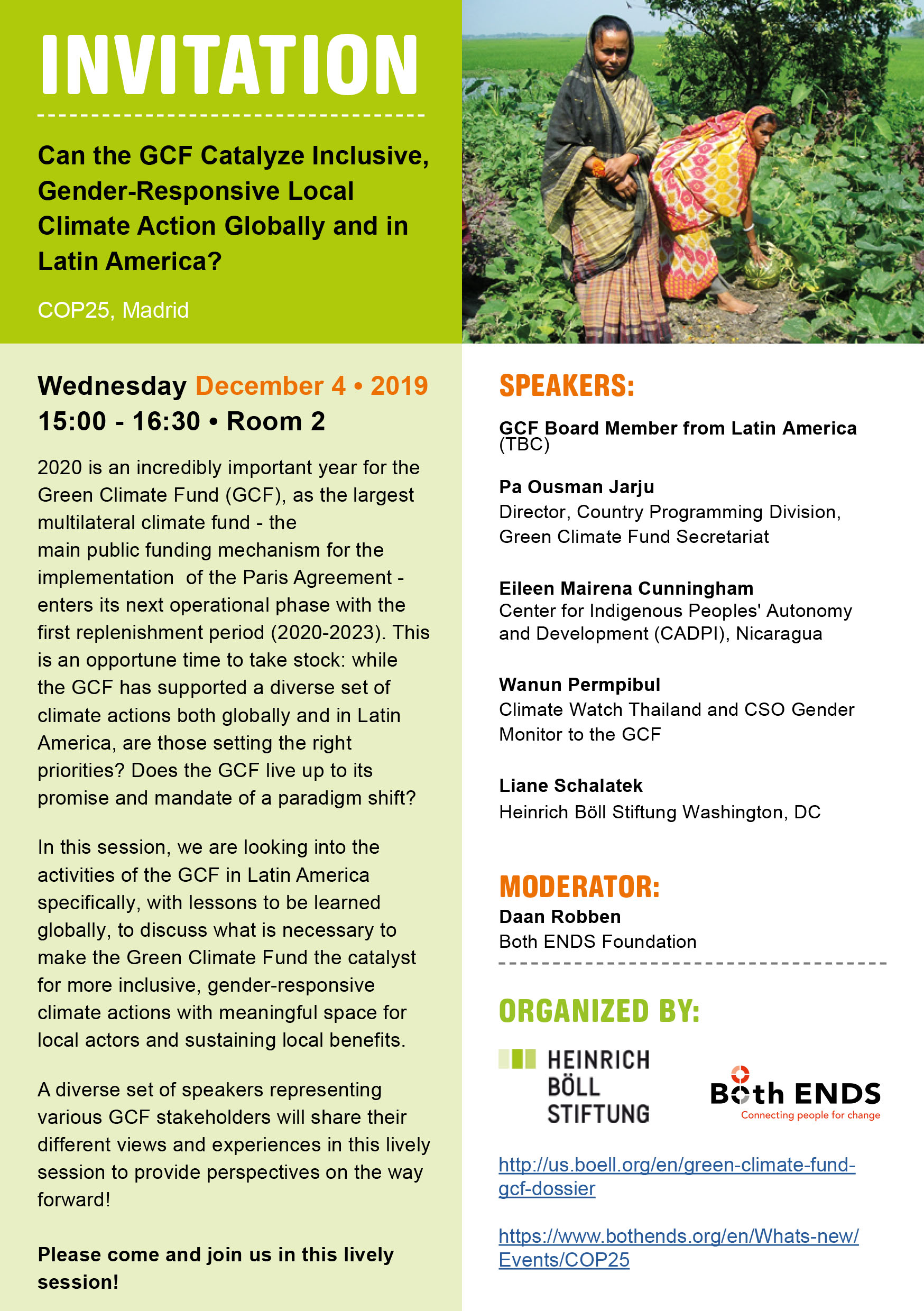 191202_COP 25 Side Event_December 4th_Catalyzing GCF gender-responsive local action